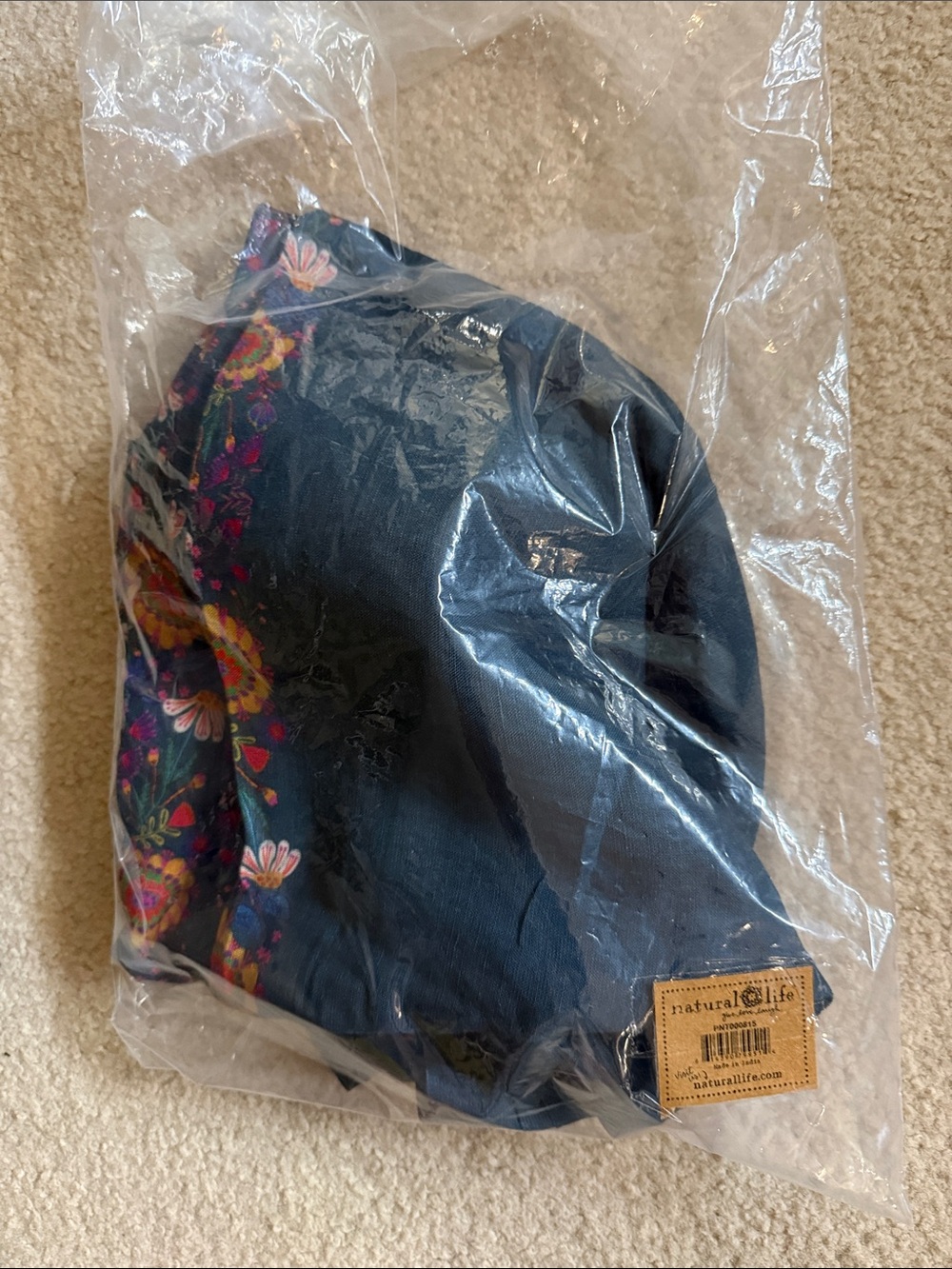 NATURAL LIFE Teal Wide Leg Pants with Multicolor Floral Border NWT - Picture 6 of 11